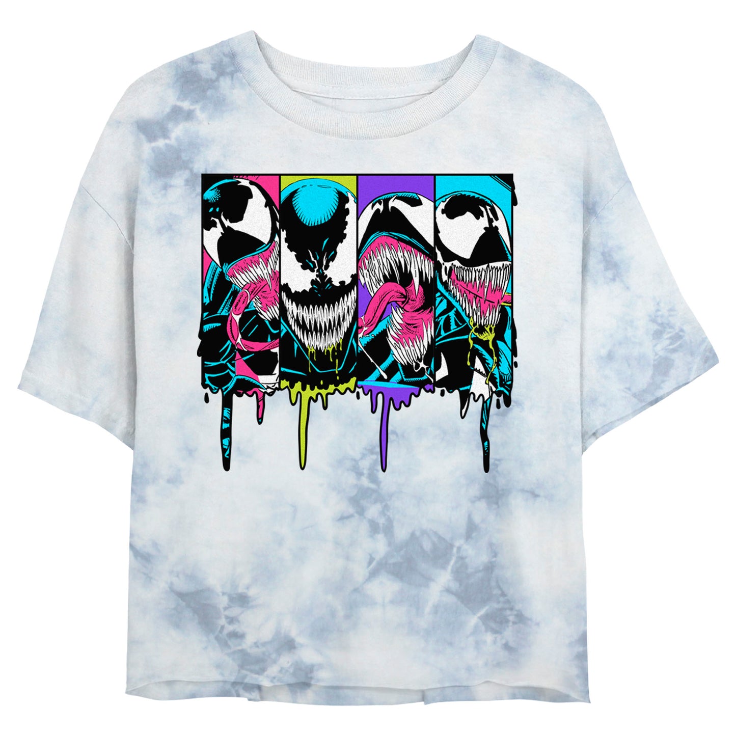 Junior's Marvel Neon Venom Bombard Tie-Dye T-Shirt